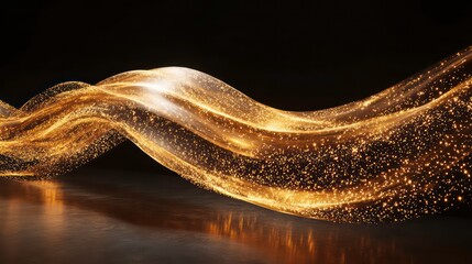 Wall Mural - a long, curvy line of gold sparks with a black background