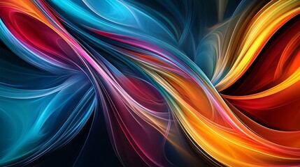 Aufkleber - Vibrant abstract waves of blue, red, and gold create a dynamic visual flow.