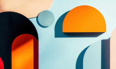 Poster - Vibrant Geometric Abstract Art Featuring Bold Color Blocks and Dynamic Shapes on Minimalist Background for Modern Design Inspiration