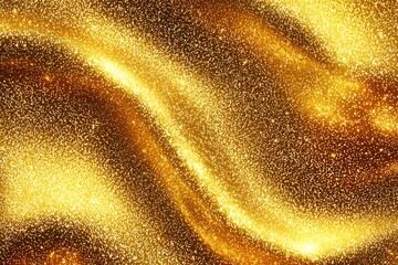 Poster - This image features a stunning abstract background with shimmering golden waves, perfect for adding a touch of elegance and luxury to any design project or creative work.