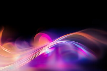 Poster - An abstract representation of colorful flowing light waves against a dark backdrop, creating a sense of motion and depth. Ideal for backgrounds, designs, and artistic projects.