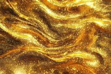Poster - A stunning abstract background featuring shimmering golden waves, perfect for adding a touch of elegance and luxury to your designs. Ideal for creative projects and visual art.
