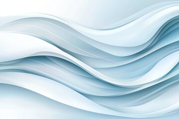 Poster - A serene, abstract design featuring soft, flowing waves in shades of blue and white. This image conveys calmness and tranquility, perfect for backgrounds and modern aesthetics.