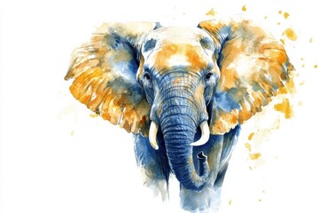 Aufkleber - Majestic elephant illustration showcasing vibrant colors and intricate details in a serene setting. Generative AI