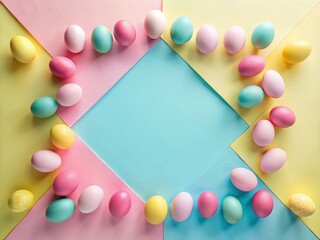 Wall Mural - Pastel Easter Minimalist Aerial Background: Spring Holiday Space Design