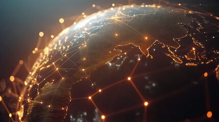 Poster - Abstract digital globe with glowing points and lines for a global network concept