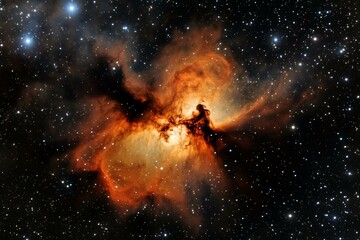 orange and black nebula with stars in outer space