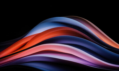 Poster - Vibrant Abstract Wave Design with Dynamic Flowing Color Patterns on Black Background