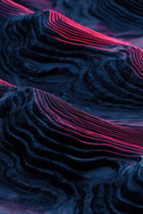 Poster - Captivating Abstract Digital Waves with Neon Lines in Futuristic Graphic Design and Dynamic Patterns