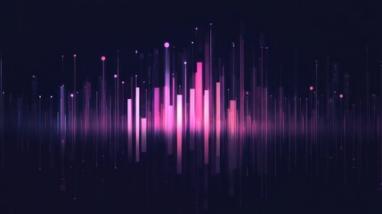 Poster - abstract digital art: glowing pink and purple vertical lines representing data flow and technologica