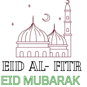 Eid Mubarak Illustration mosque star moon