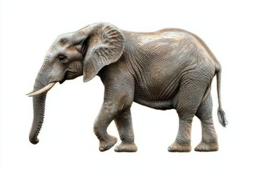 Poster - Elephant walking across a plain with detailed texture and natural posture in a serene environment. Generative AI