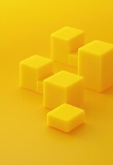 Poster - Yellow Cubes on Yellow Background