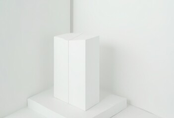 Aufkleber - Minimalist Corner Sculpture with White Cube and Shadow