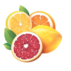 Wall Mural - a group of citrus fruits with leaves