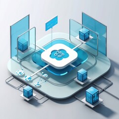 Fototapete - Cloud Computing Infrastructure: Data Storage and Network Security Solutions