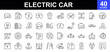 © mi-vector - Electric car icons set. Linear icon collection  related to electric car. Battery, ecology, electric vehicle charging station, vehicle and more. Vector illustration