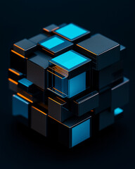 Poster - Abstract geometric shapes and design with vibrant blue and black geometric patterns and modern style