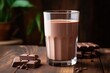 © Maryna - Sweet Indulgence - A Glass of Chocolate Milk Cocoa on Brown Background. Liquid Dairy Refreshment with Healthy Benefits