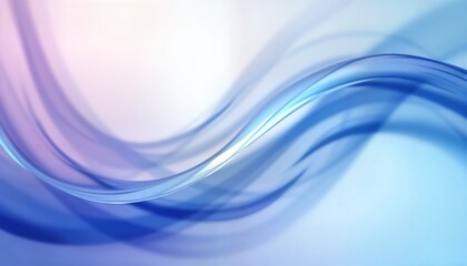 Poster - Abstract design with dynamic flowing shapes. Blue, white curved lines create glass-like texture. Light purple gradient flows around shapes. Modern design suitable for backgrounds covers. Elegant