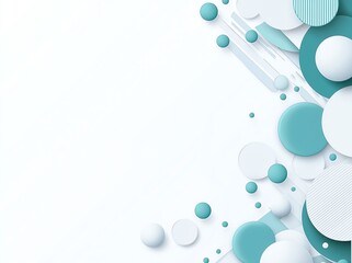 Poster - A modern abstract background featuring circular geometric shapes in various sizes and shades of teal, creating a minimalist and stylish visual appeal for design projects.