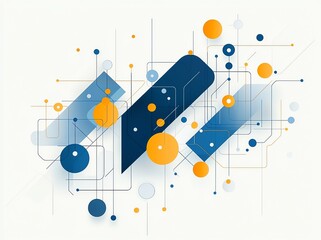 Poster - An abstract geometric design featuring overlapping shapes and colorful circles, perfect for modern digital projects, web design, or as a background for creative presentations.