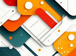 Poster - This vibrant abstract background features overlapping geometric shapes in bold colors, creating a modern and dynamic visual appeal perfect for digital design projects.