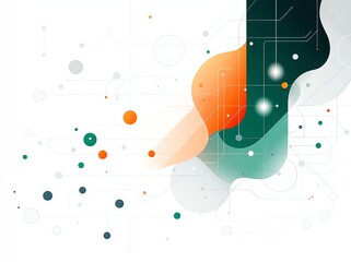 Poster - This abstract digital artwork features vibrant colors and dynamic shapes, representing technology and innovation