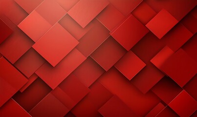 Poster - A vibrant, abstract composition of overlapping red squares created with a modern design approach, showcasing depth and texture for use in various creative projects.