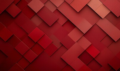 Poster - A vibrant abstract composition featuring layered geometric shapes in varying shades of red, creating a dynamic and visually captivating pattern ideal for digital backgrounds and de