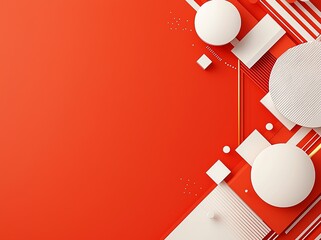 Poster - A vibrant abstract design featuring geometric shapes in white and red. Perfect for modern art projects, backgrounds, or branding materials that seek a bold visual impact.