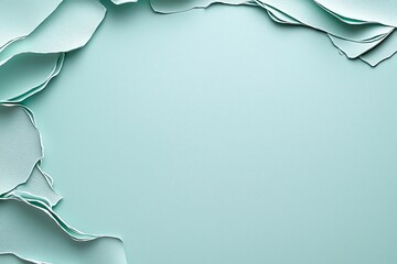 Poster - Abstract art background featuring a soft mint green color and textured paper layers. Ideal for creative projects, presentations, and modern designs, adding a touch of elegance.