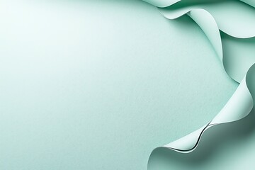 Poster - A minimalist design featuring smooth, flowing shapes of mint green paper. The gentle folds create a soothing visual, perfect for backgrounds or artistic projects.