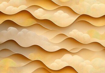 Poster - Beautiful layered paper wave design in warm tones, creating an elegant and soothing visual. Ideal for backgrounds, presentations, and creative projects requiring an artistic touch.