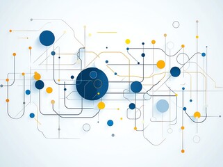 Poster - Abstract vector design featuring geometric shapes and colorful circles, illustrating modern technology concepts and connectivity, ideal for tech-related projects and graphics.