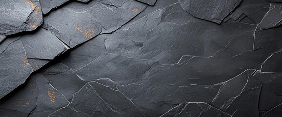 Poster - A high-resolution image of textured slate stone surface, showcasing natural patterns, colors, and shadows. Ideal for backgrounds, designs, or showcasing geological features.