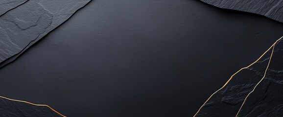 Poster - A minimalist black background with subtle texture and thin golden lines, ideal for showcasing elegant designs, artwork, or branding elements. Perfect for modern aesthetics.
