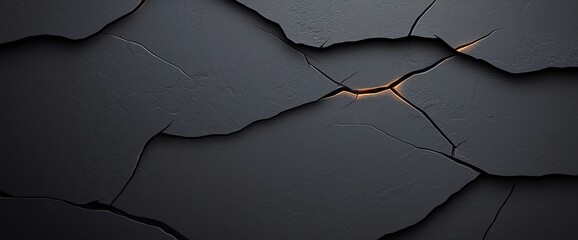 Poster - A close-up view of a textured black surface with intricate cracks
