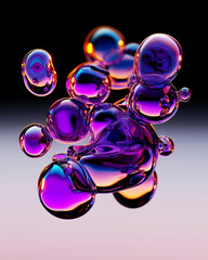 Poster - Bubbles and colorful abstract bubbles in vibrant shades reflecting light