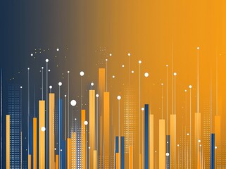 Poster - A vibrant abstract design featuring vertical bars in orange, blue, and white against a gradient background. This trendy graphic captures the essence of modern digital art.