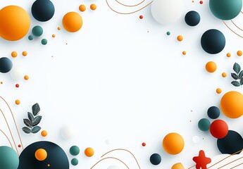 Poster - A vibrant abstract composition featuring colorful spheres and lines, creating a modern and dynamic border. Ideal for backgrounds, designs, and creative projects.