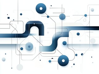 Poster - Abstract digital design featuring geometric shapes and lines in a blue color palette. Ideal for backgrounds, technology themes, and modern art concepts. Versatile for various uses.