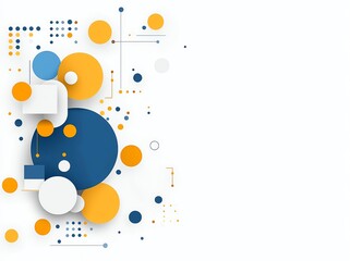 Poster - A vibrant abstract composition featuring geometric shapes in blue, yellow, and white