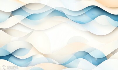 Poster - A modern abstract background featuring flowing waves in shades of blue and cream. Perfect for designs requiring a soothing and serene aesthetic.