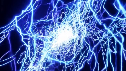 Poster - Plasma energy field expanding and glowing with luminous blue and white colors against deep black background, creating dynamic visual representation of electrical power and scientific phenomena