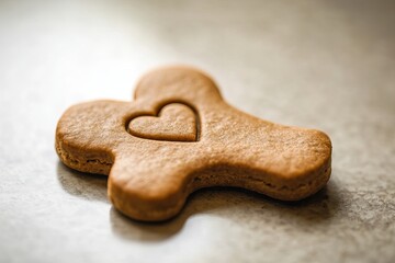 illustration of a dog biscuit with a heart symbol. brown bone shaped biscuit. dog food or snack. flat style design. element