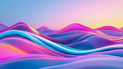 Leinwandbilder - Abstract Colorful Swirling Landscape: A Digital Art Creation of Vibrant Hues and Flowing Forms