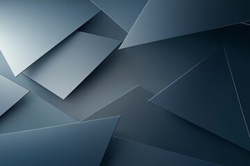 Poster - This abstract image features a dynamic arrangement of intersecting geometric shapes in varying shades of blue and gray, creating a modern and stylish backdrop for design projects.