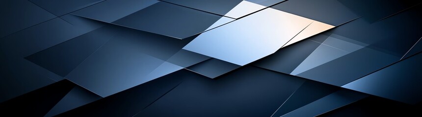 Poster - An abstract design featuring layers of geometric shapes in varying shades of blue