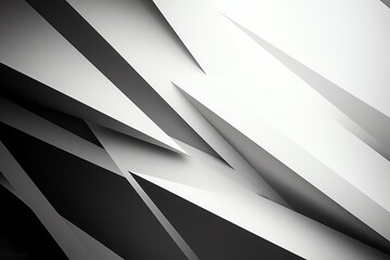 Poster - An abstract composition featuring sharp, angular shapes in black and white tones, creating a dynamic visual effect. Ideal for modern design projects and digital backgrounds.